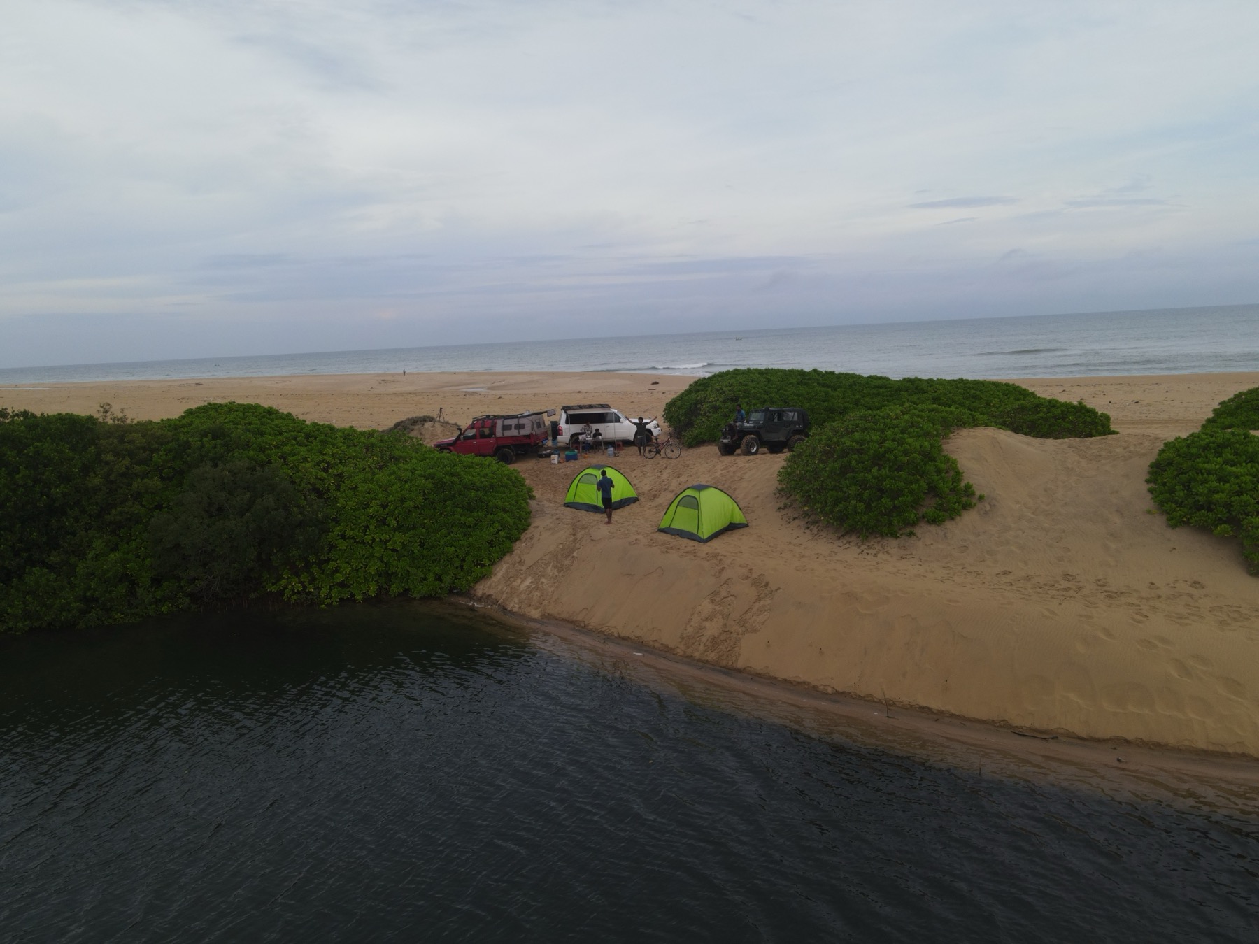 Aerial Kalpitiya salt-road scenery